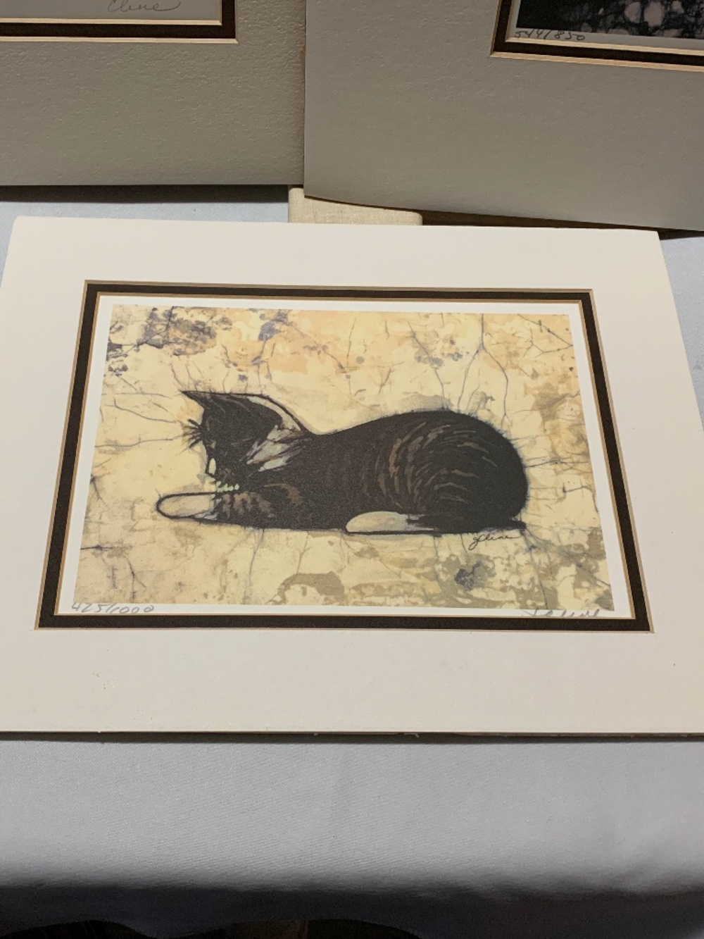 Lot of Three (3) J. Cline Batik Lithographs - Matted, Signed and Numbered